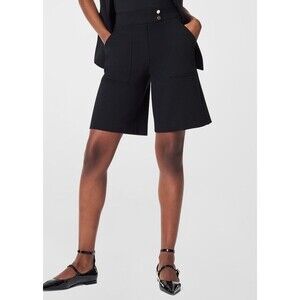 Spanx Women  Classic Black Ponte Button Tab Pocket Shorts Size Small,pull on